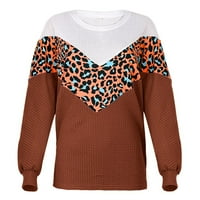 Feesfesfes Women džemper O-izrez Leopard Ispis Komforni dugi rukavi Duks na vrhu Prodaja odjeće