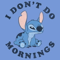 Boy's Lilo & Stitch Ne radim ujutro ujutro u nevolji izvedbe Grafički grafički tee Royal Blue Heather Male