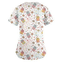 ROYLLELOVE ženski personalizirani print kratkih rukava V-izrez V-izrez Radne majice Ženske vrhove