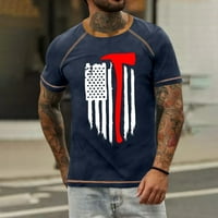 Muška majica Raglan Retro kratkih rukava za neovisnost za neovisnost u kratkim rukavima, plava, plava,