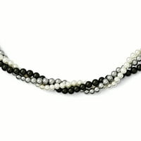 Sterling srebrni redom bijela siva ogrlica crne školjke
