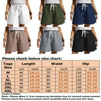 Ženske pamučne posteljine džepova kratke hlače za kratke hlače Elastične struke kratke vruće hlače Bermuda