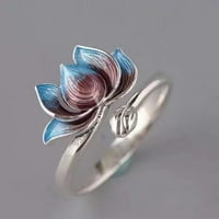 Retro plavi srebrni prstenovi otvoreni prstenovi veličine podesive žene nakit A2O0