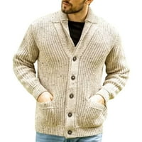 Muški kardigan džemper mužjak gusta jakard dugmeta topla pletena jakna s džepovima Khaki veličine s