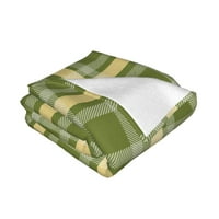 Bacajte pokrivač, zeleni bijeli božićni otisci mašine za pranje rublja za kauču, zelenu