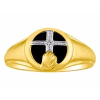 Muški prstenovi pozlaćeni srebrni prsten unise religiozni križ molitveni prsten s dijamantima i crnim