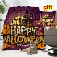 Halloween pokrivač s jastukom, mjesecom i metlom sa zvjezdanim noćnim pokrivačem za spavaću sobu, estetsku umjetnost pokrivač, # 200,59x79 ''