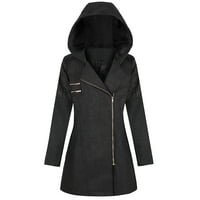 Žene Plussize za toplu jaknu Debeli kaput sa zimskim kaputima sa zatvaračem, crni