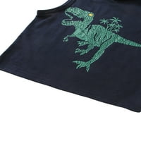 Visgogo Little Boy's prsluk i kratke hlače Modni dinosaur s kapuljačnim rukavima i kratke hlače