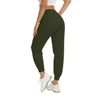 Gubotare ženske hlače Ženske lagane golf hlače sa džepovima sa zatvaračem visokim strukom ležerne staze Radne pantalone za žene, vojska zelena XL