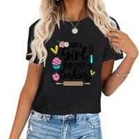 Djevojka koja voli pečenje tortu za mladunčana ženska grafička majica - modna majica kratkih rukava sa jedinstvenim dizajnom, udobnim i trendi - idealnim ljetnim vrhovima za žene