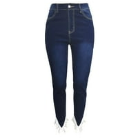 Akiigool Plus veličine Jeans elastični struk Ženski moderni mršavi dečko traperice traperice