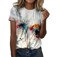 Košulje za žene Loase Fit Graphic Trendy okrugli vrat kratkih rukava cvijeće leptir tiskane vrhunske majice za žene
