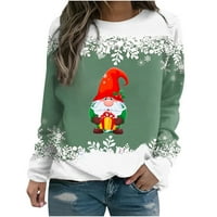 Ženski božićni flisherheshirt snjegović Print pulover okrugli vrat Tees Jesen Lightweich Loose vrhovi modni trendi pokloni opušteni zeleni s