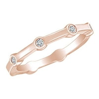 0. Carat Okrugli oblik Bijeli prirodni dijamantski vjenčani prsten 18K čvrste ruže Zlatne prstene veličine-6
