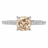 2.7ct jastuk za rezanje smeđim šampanjcima simulirani dijamant 18k bijelo zlato graviranje izjava godišnjica angažmana vjenčanog prstena veličine 6