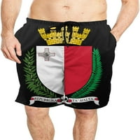 Muški nacionalni amblem Malte Quick Suw Suws Swim DUGNPS Pločasti šorc hlača sa džepovima Sportske kratke