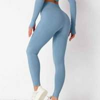Aufmer Hlače za žensko čišćenje elastične struke Sportske hlače Duge obične joge hlače za žene rebraste