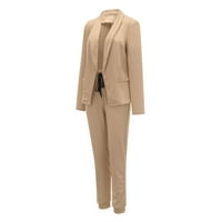 Wendunide Cardigan za žene Dva reverla set set Office Poslovna formalna jakna Obveznica Slim Fit pantalona Jakna Ženska vrhova