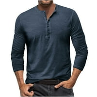 Muški vintage Henley košulje uznemirene dugih rukava majica casual gumb spuštene majice Hipie Henley