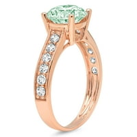 2.18ct okrugli rez zeleni simulirani dijamant 18k ružičasta ruža zlato ugraviranje izjava bridalna godišnjica Angažovanje vjenčanog prstena veličine 7,25