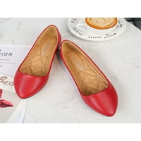 Leuncero Womens Flat Cipel Bowknot Slanovi na baletu casual haljina cipela hodanje modne točke crvene