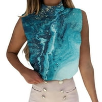 Camis za žene Casual Quicksand Printing Turtleneck Bluza bez rukava bez rukava na vrhu