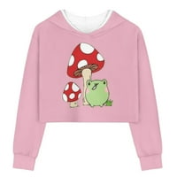 Binienty ružičasti duksevi kawaii gljive žabe Frog top 11t-12t Stilsko pulover proljeće i jesen Udobnu