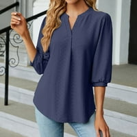 Ženski kratki rukav i bluze Modni ženski kratki rukav V-izrez Čvrsta ležerna majica elastične udobne