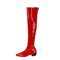 TAWOP WOMENS zimske čizme visoke čizme visoke čizme jeseni zimski bombonski bomboni niska peta patentna kožna strana zip visoke čizme preko koljena crvena 8.5