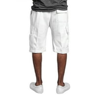 Labakihah muške hlače Muška ljetna casual multi-džepna labava ravna alata s pet bodova Hlače bijela