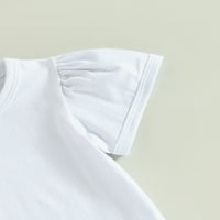 TODDLER Djevojke za bebe Ljeto odijelo Ležerne prilike pune majice s kratkim rukavima The Renter Hotsas Podesite bijele 6- mjeseci