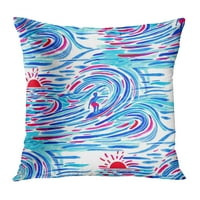 Plava plaža surfanje u šarenom akvarelom uzorak surfanje havaii ljetni jastuk jastučni jastuk
