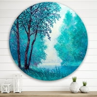 Art DemandArt 'Plavi obojeni stablo IMPRESION III' jezero Metalni krug Zidna umjetnost - Disk od