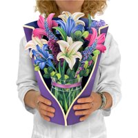 Pop up karte, lilies & Lupines, vekovi za vjekovanje cvjetnih bouquet 3D popup čestitke sa bilješkom