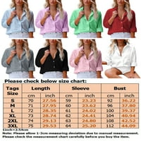 Tunika tunike LUMENTO V-izrez za ženske obloge dugih rukava s dugim rukavima Top gumb dole Ležerna majica sa labavom majicom