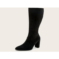 Gomelly Women Boot visoke zimske čizme Visoke cipele na petu Fau Suede Ženske dame crna 7