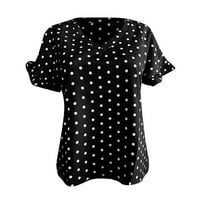Ženske košulje Žene Modni povremeni V-izrez Polka Dot Print Ruffles Short Sleenel Tank Top Black L