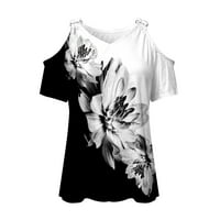 Huaai ženska majica ljeto van ramena TOP V bluza za izrez Čvrsta boja TOP majica kratkih rukava Top