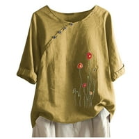 Ženske košulje, dame, ženski ljetni casual okruglica s kratkim rukavima cvijeće za cvijeće labave majice