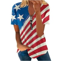 Suncoda 4th. srpnja Košulje za žene Kratki rukav Crew Crt Patriotske majice za žene Grafičke majice