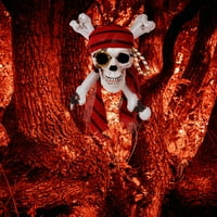 Pirate lobanja s crvenom bandanom za kost za Noć vještica, plastična lubanja prop horor užas ukras za