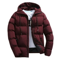 KPOPLK MENS kapuljač nadupčana jakna puni patentni zatvarač zima na otvorenom dugih rukava topli kaputi