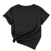 Vrhovi za čišćenje za ženske bluze Žene Neovisnosti kratkih rukava Dan tiskanih bluze Okrugli izrez Labavi, crni, xxl