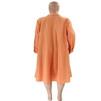 Voguele Ženska košulja haljine Solid Color Sundress Plus Veličina midi haljina na plaži Ležerne prilike labave narančaste 2xl