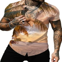 Sanviglor Mens Tops Down Down majica rever vrat Ljetne košulje Redovna fitna majica Bluza za odmor Style D M