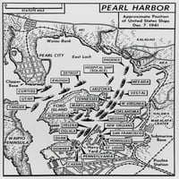 Karta biserne luke sa lokacijom brodova neposredno prije japanskog napada na istoriju prosinca