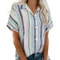 Ljetne majice, ženske prugaste majice dolje košulje prozračne moderne labav dizajn V vrat za posao Svakodnevno