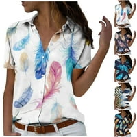 Ženski okrugli vrat Modni casual tasteri za print kratkih rukava rever majica bluza xl
