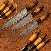 Custom Made Damask kuhar nož za nož za nož maslinovo drvo